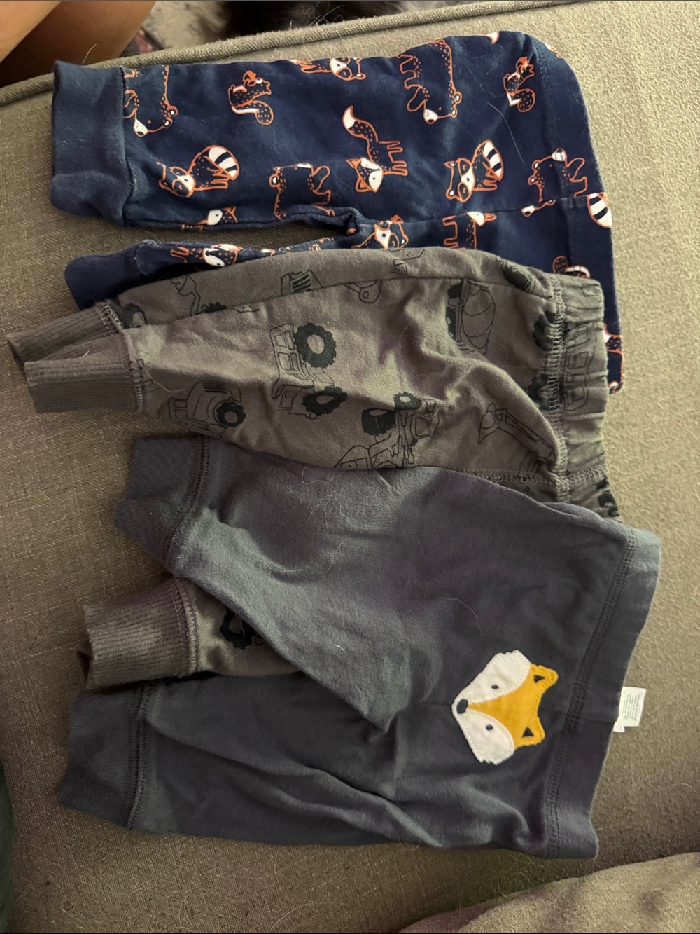 Carter's Kids 3-Pack Joggers - Navy, Gray & Charcoal with Fox Accents